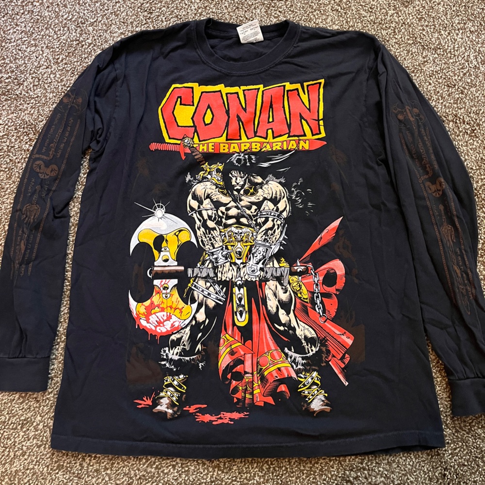 Conan the Barbarian printed on Comfort Colors Black Long Sleeve Tee